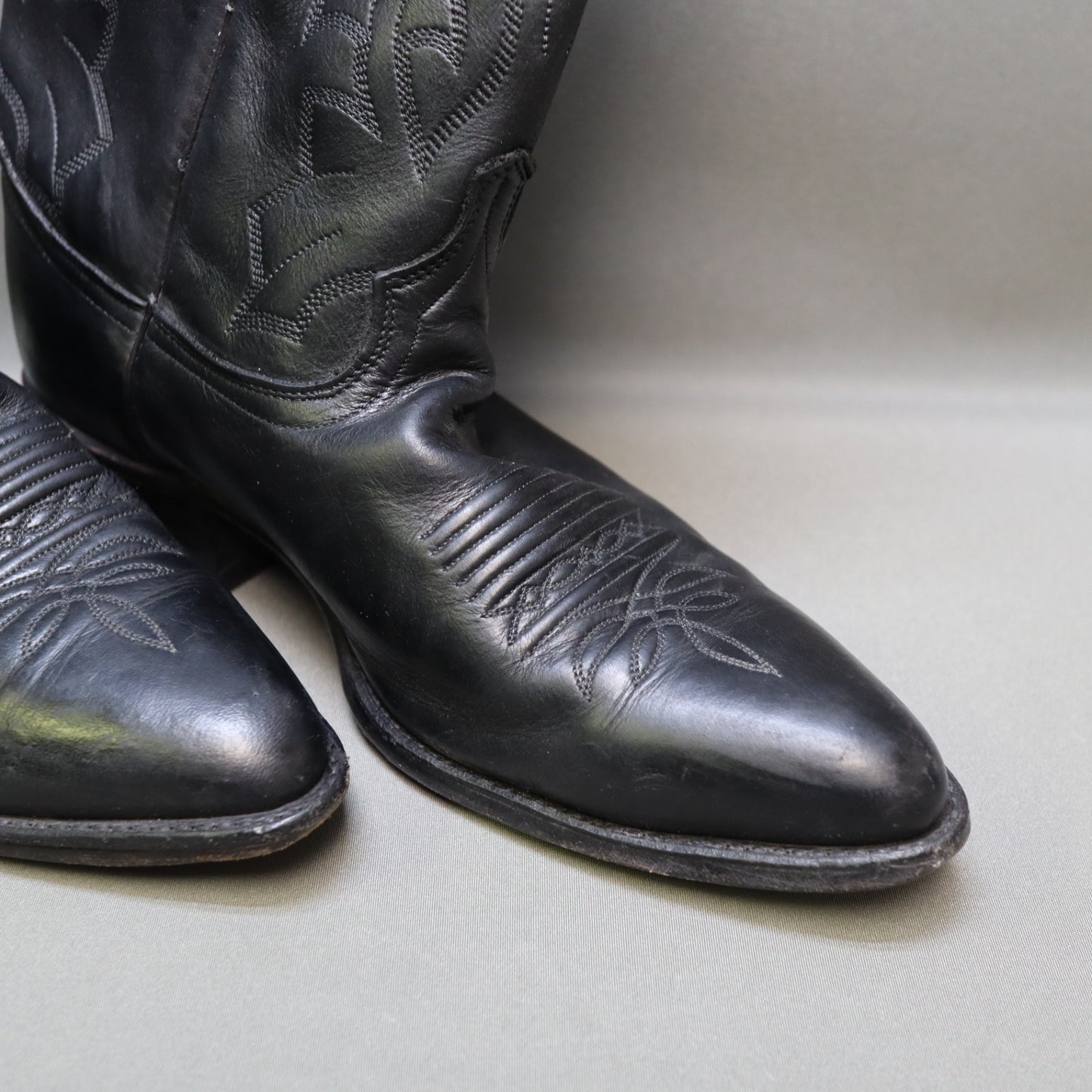 Dan Post Marlboro Mens 11 D Vintage Black Leather Cowboy Boots Pointed Toe P2551