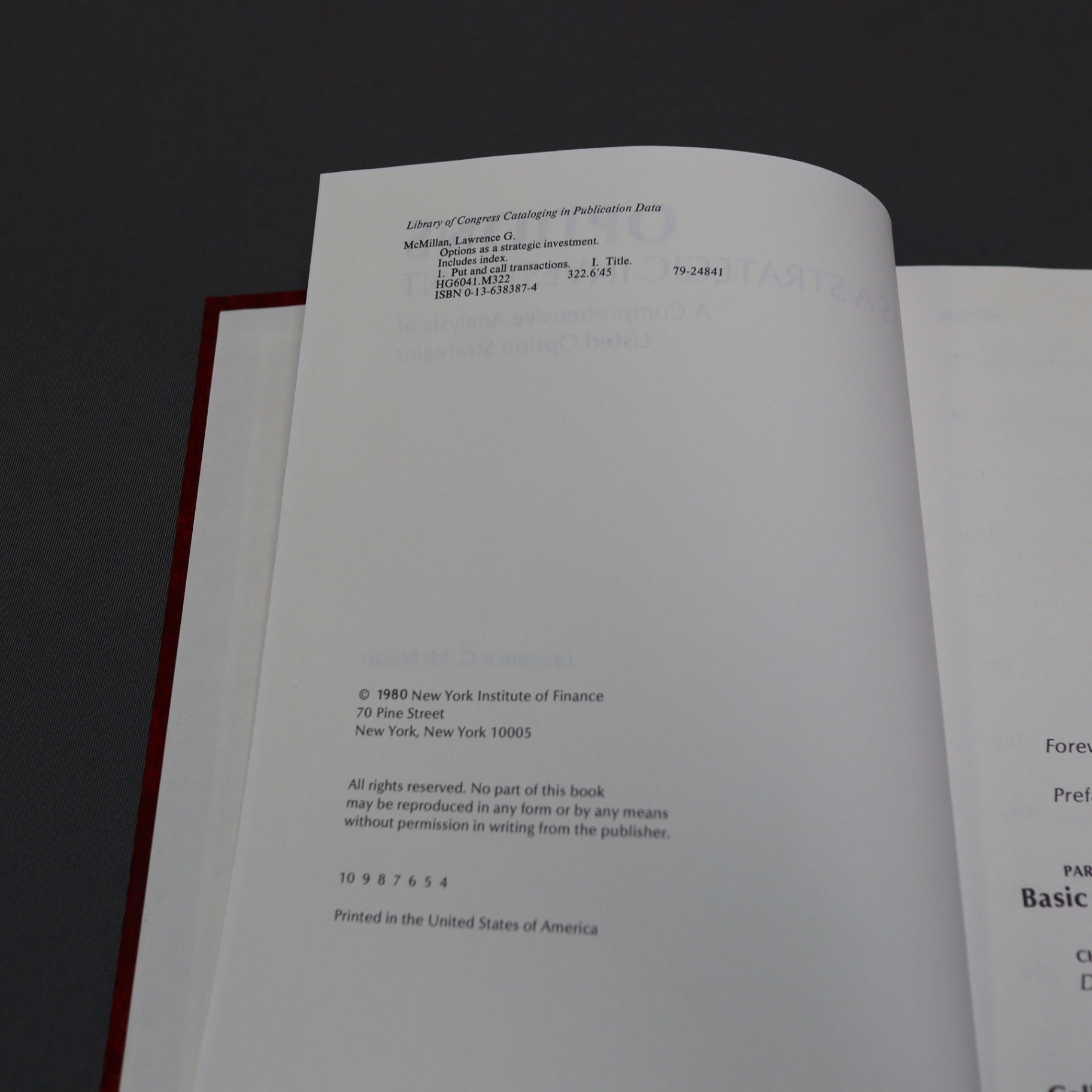 Options as a Strategic Investment Lawrence G McMillan 1st Ed 1980 Hardcover NYIF