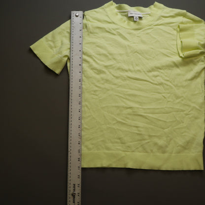 Free Assembly Womens M Short Sleeve Sweater Knit Top Lime Yellow Crewneck 8-10
