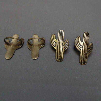 Set of 4 Vintage Brass Saguaro Cactus Napkin Rings Southwestern Tableware