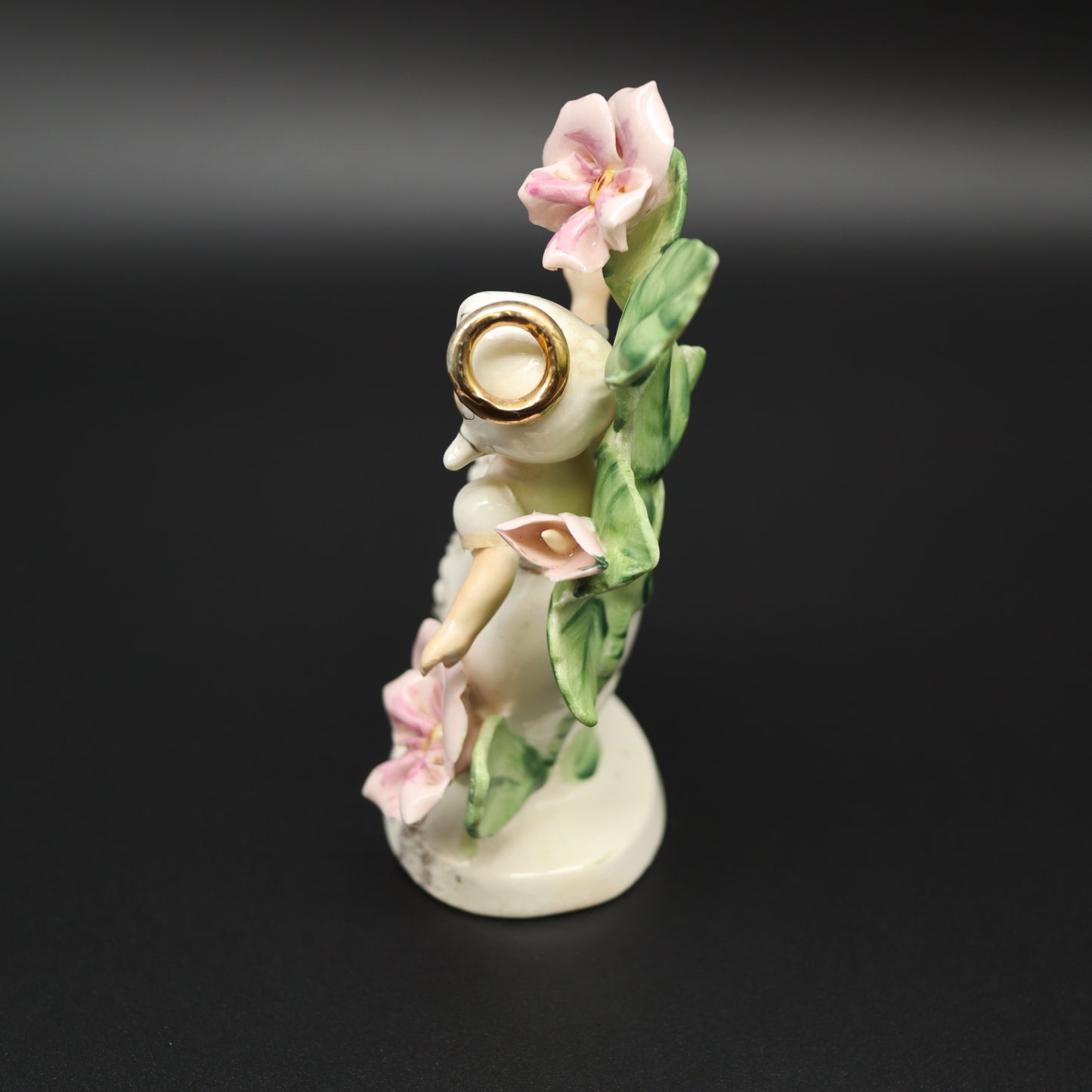Vintage Josef Originals February Angel Figurine Gold Accent Flower Ceramic Japan