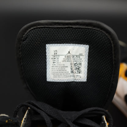 Air Jordan 1 Mid PS Taxi Yellow Black White Sneakers Kids Size 3Y 640734-701
