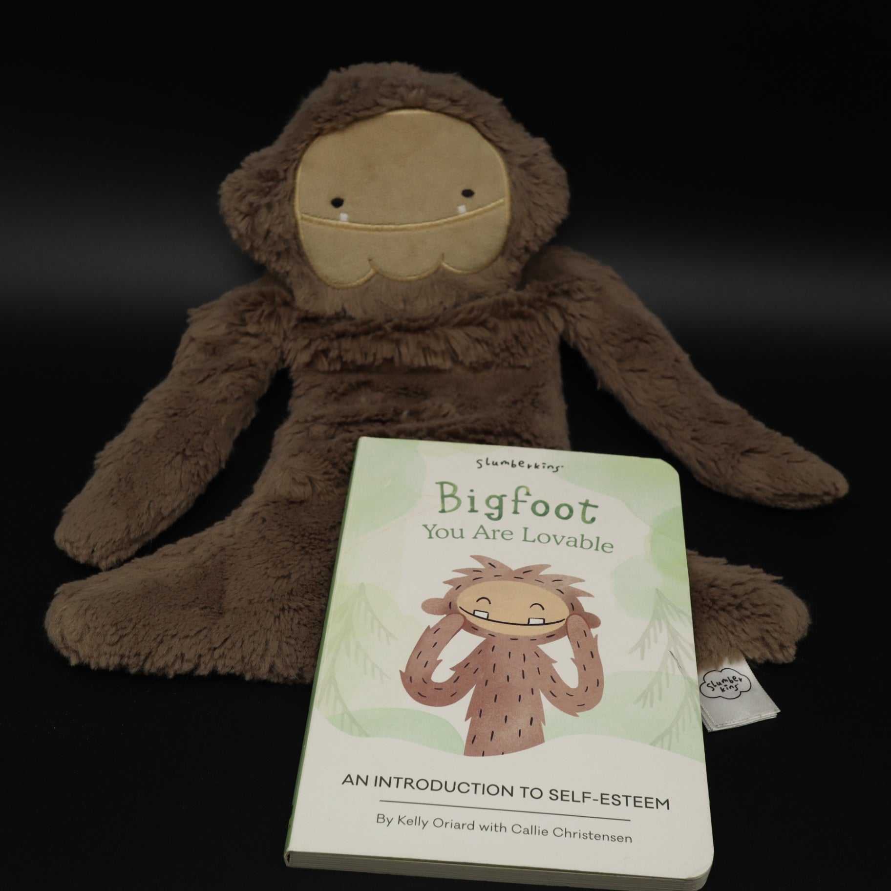 Slumberkins Bigfoot Snuggler Plush Lovey Set Board Book Affirmation Card