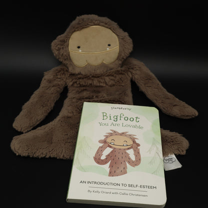 Slumberkins Bigfoot Snuggler Plush Lovey Set Board Book Affirmation Card