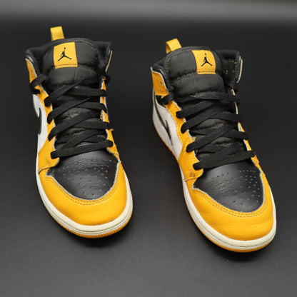 Air Jordan 1 Mid PS Taxi Yellow Black White Sneakers Kids Size 3Y 640734-701