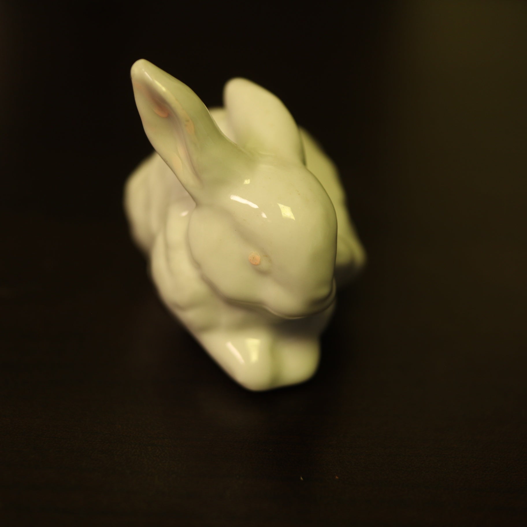Vintage White Ceramic Glazed Bunny Rabbit Figurine Small Easter Decor Statue