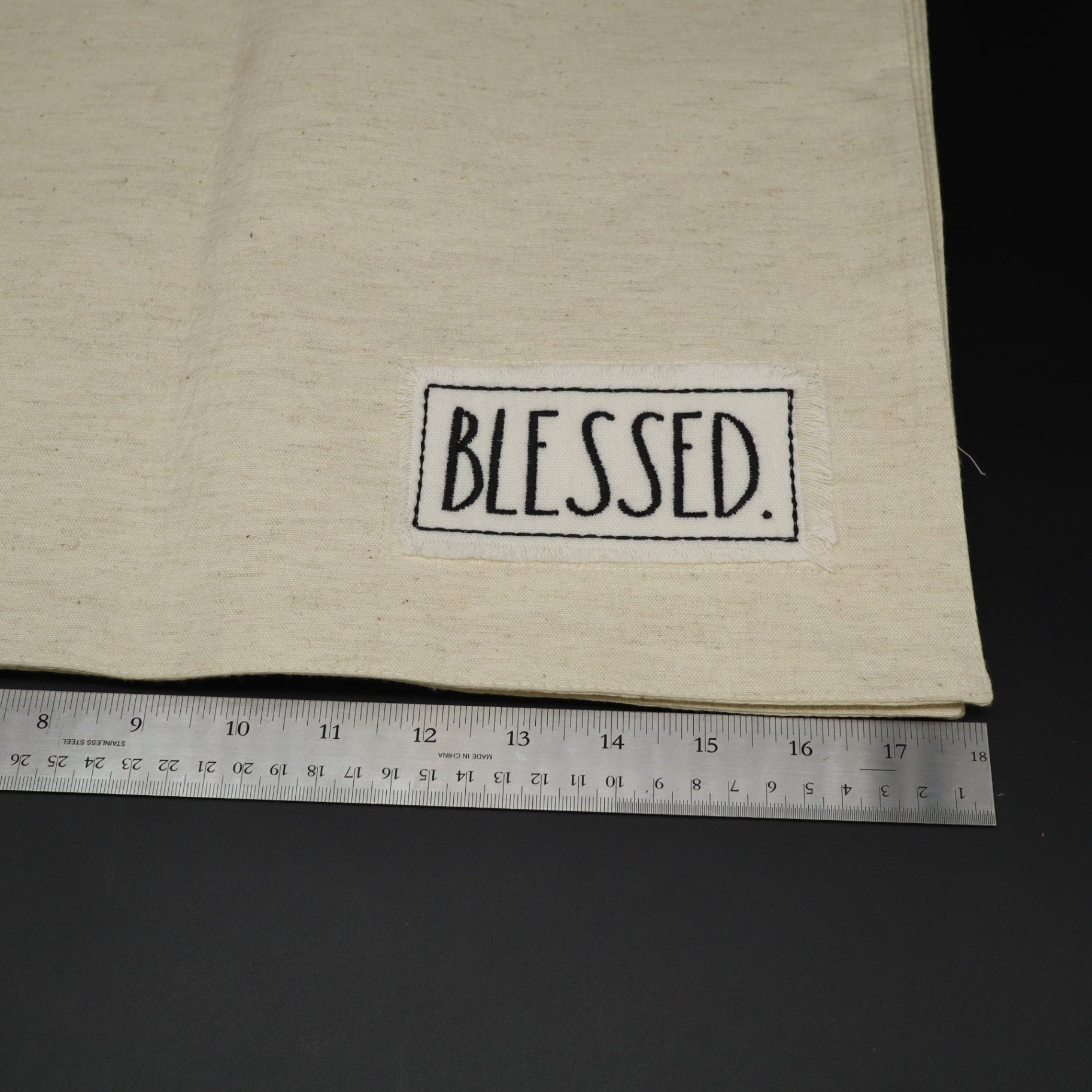 Rae Dunn BLESSED Canvas Placemats Set of 4 Natural Linen Color Farmhouse Decor