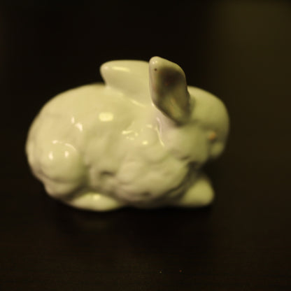 Vintage White Ceramic Glazed Bunny Rabbit Figurine Small Easter Decor Statue
