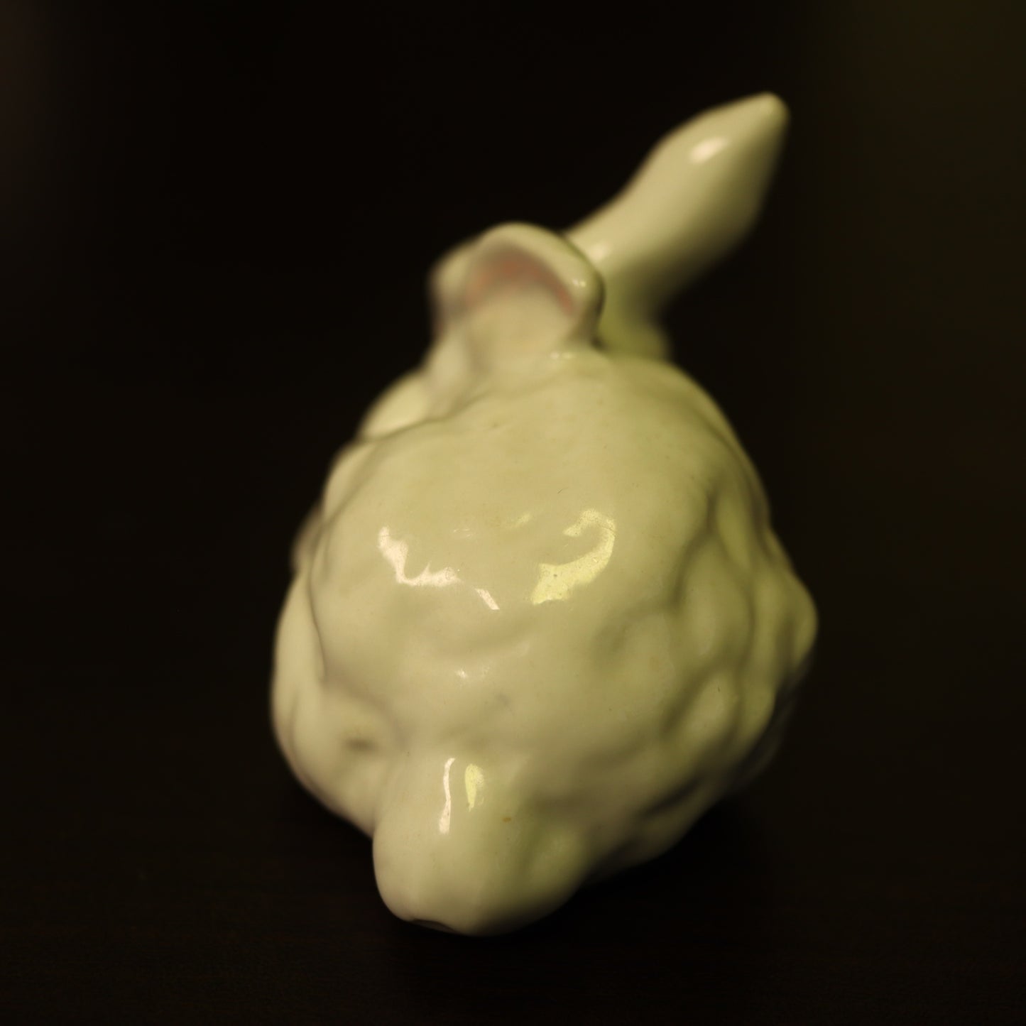 Vintage White Ceramic Glazed Bunny Rabbit Figurine Small Easter Decor Statue