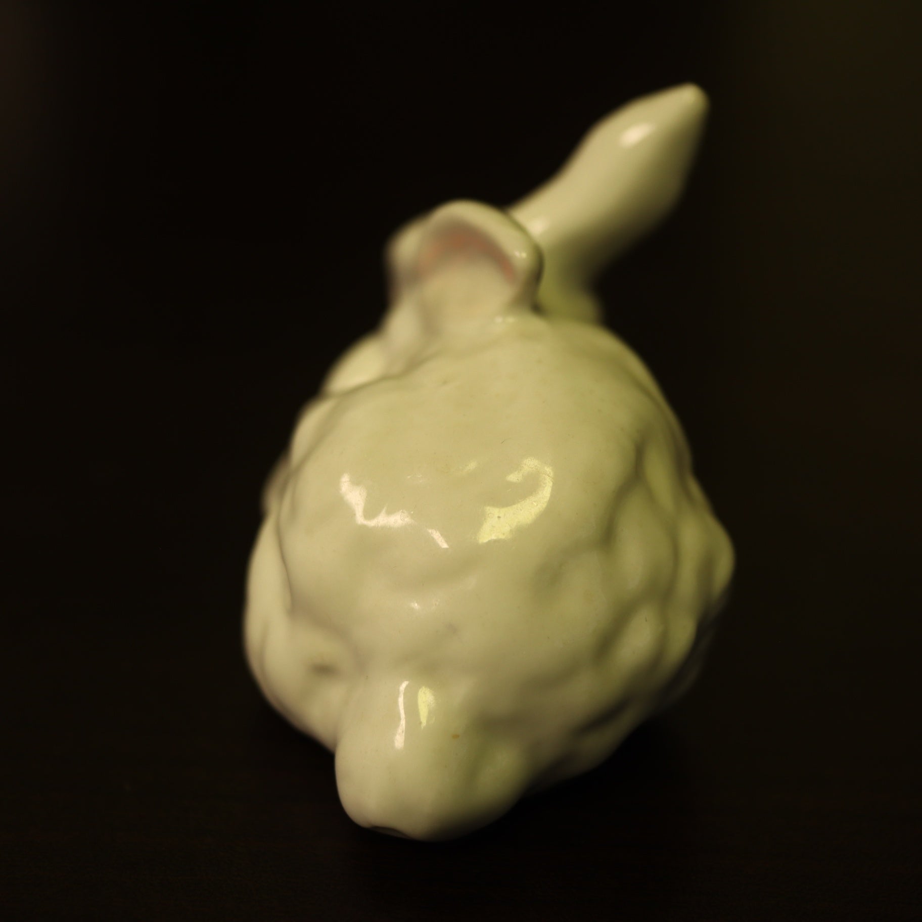 Vintage White Ceramic Glazed Bunny Rabbit Figurine Small Easter Decor Statue