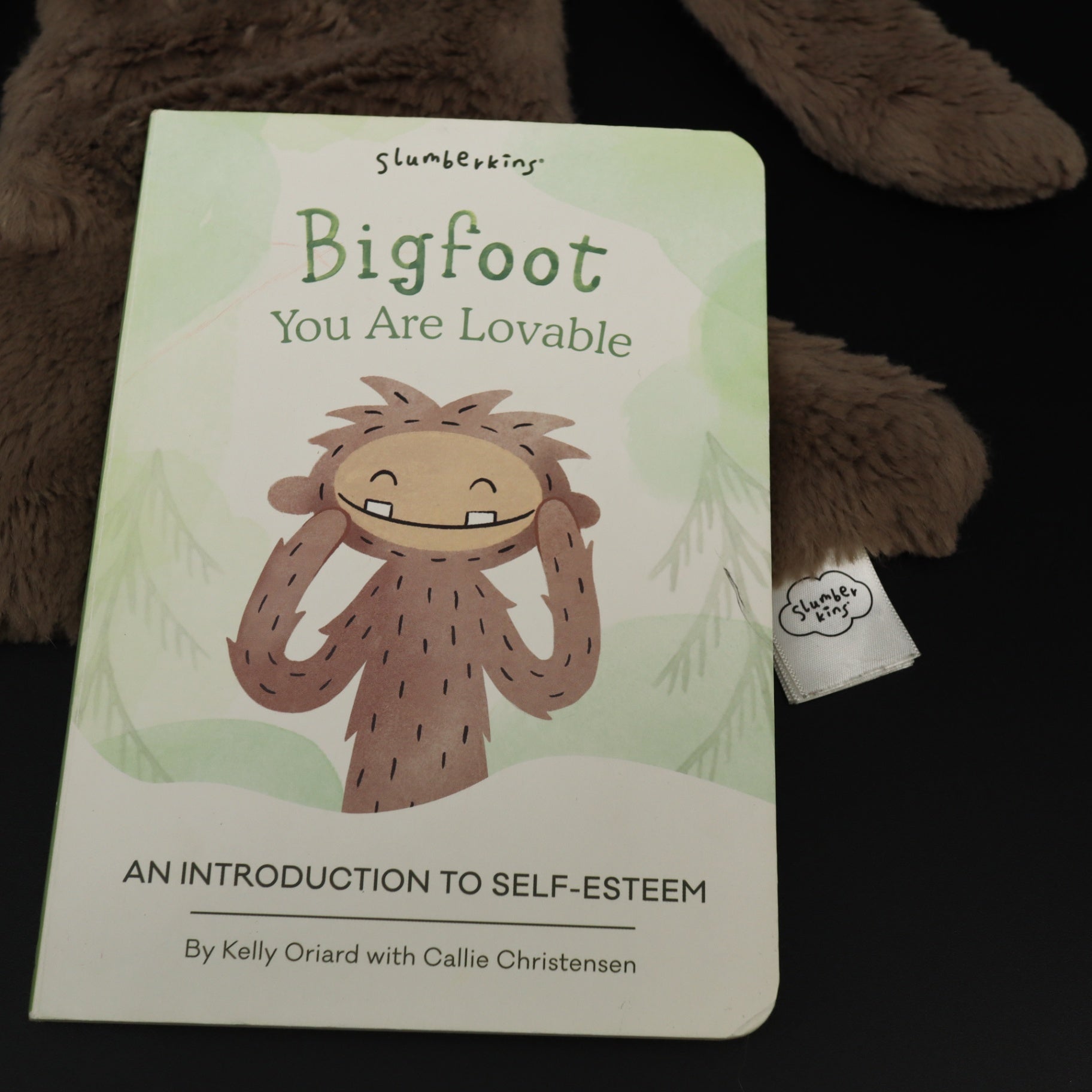 Slumberkins Bigfoot Snuggler Plush Lovey Set Board Book Affirmation Card