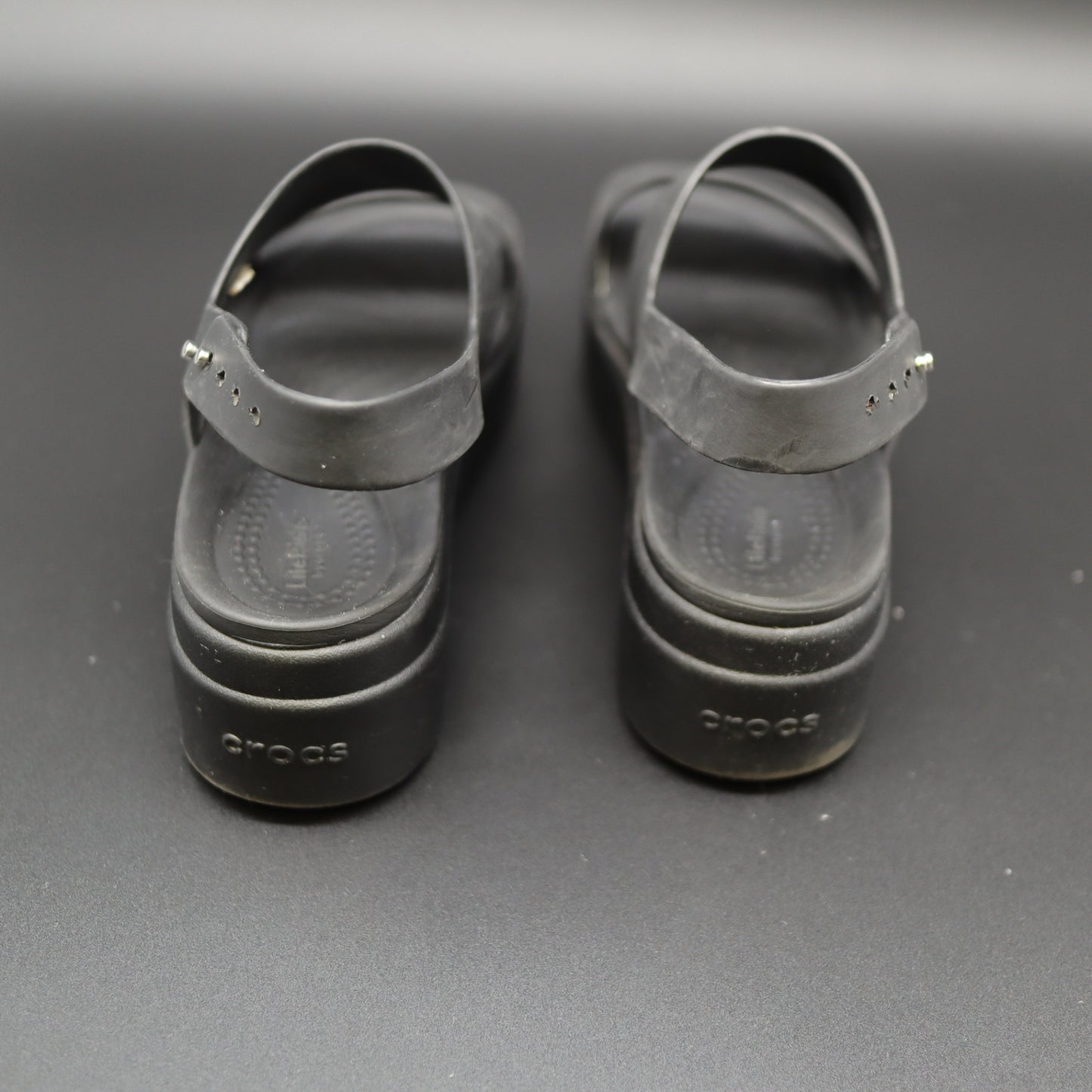 Crocs Brooklyn Low Wedge Sandals Black Platform Slingback Womens Size 6 W6