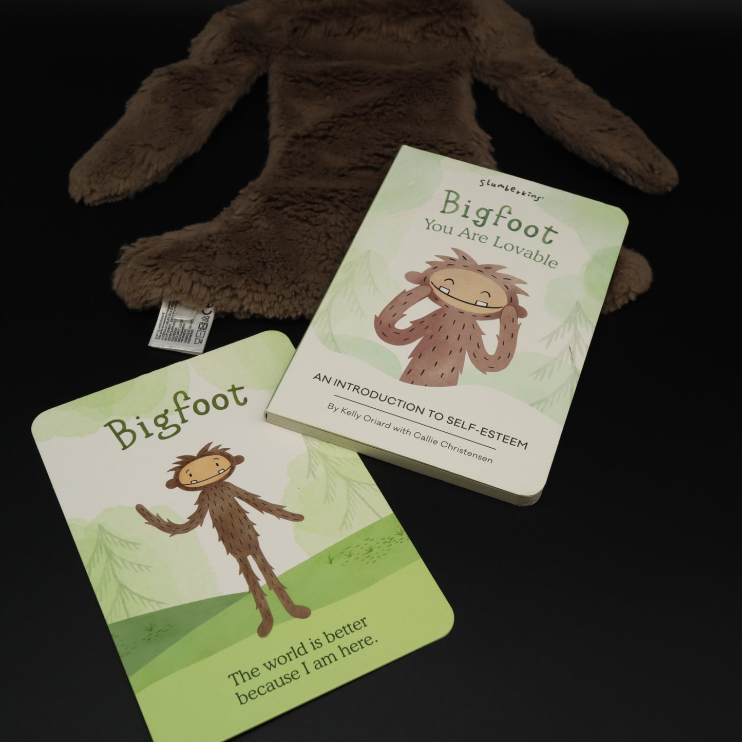 Slumberkins Bigfoot Snuggler Plush Lovey Set Board Book Affirmation Card