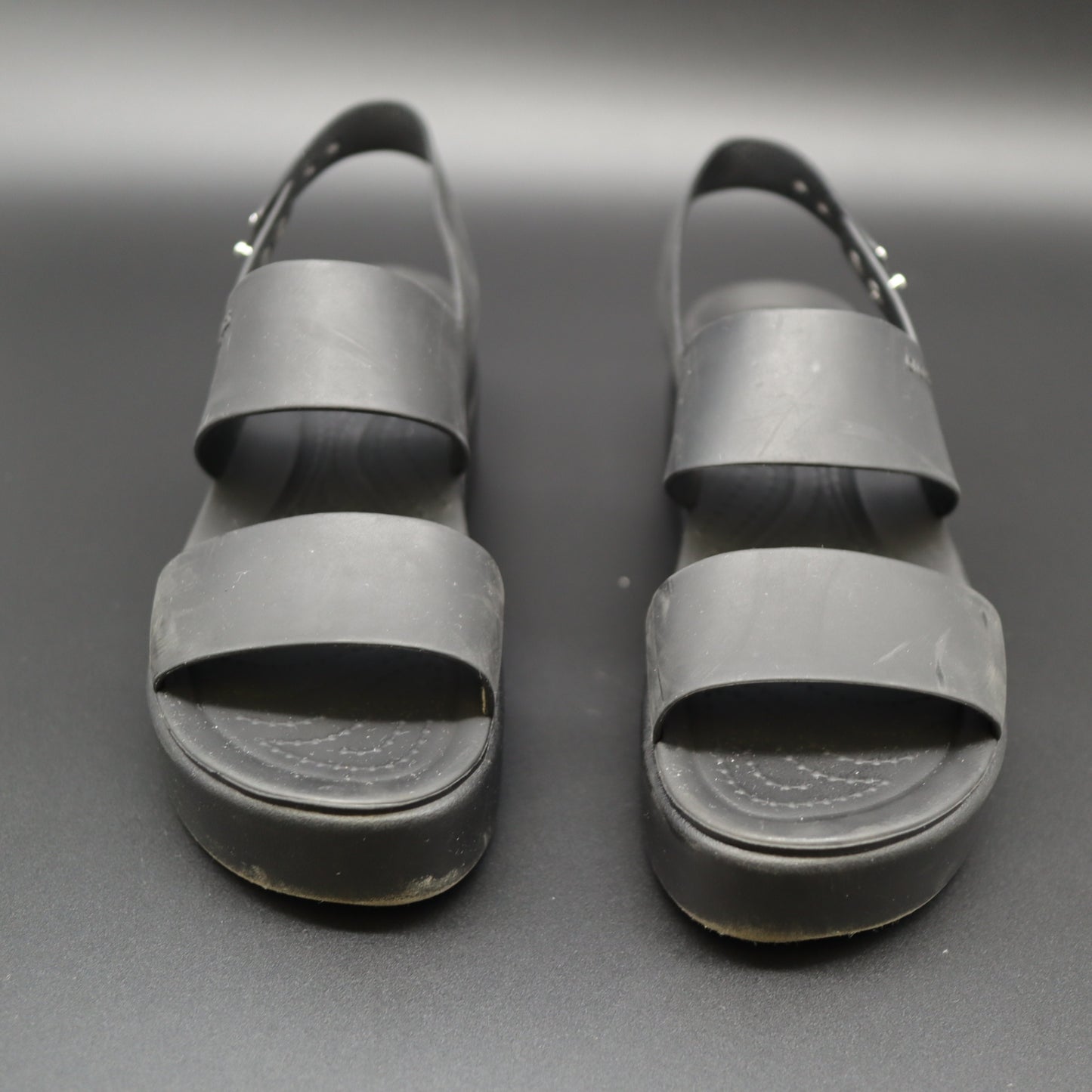 Crocs Brooklyn Low Wedge Sandals Black Platform Slingback Womens Size 6 W6
