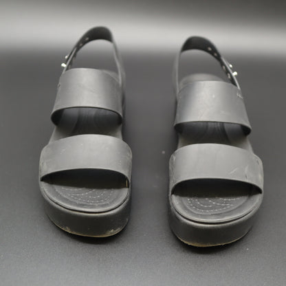 Crocs Brooklyn Low Wedge Sandals Black Platform Slingback Womens Size 6 W6