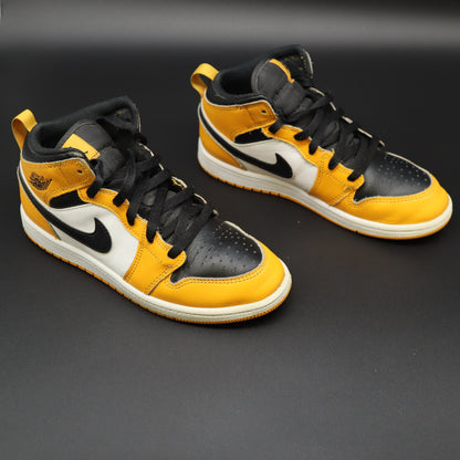 Air Jordan 1 Mid PS Taxi Yellow Black White Sneakers Kids Size 3Y 640734-701