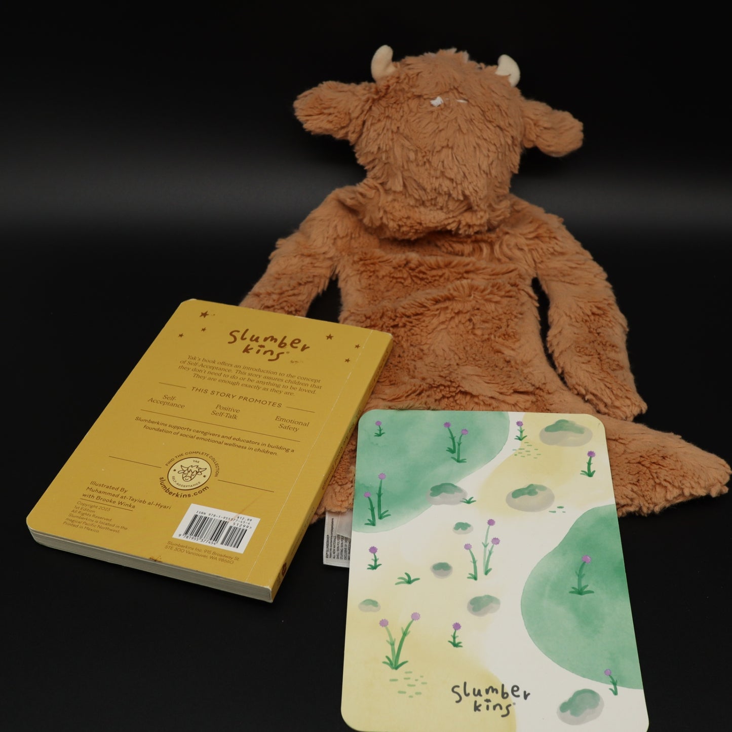 Slumberkins Yak Snuggler Plush Lovey Set Board Book Affirmation Card