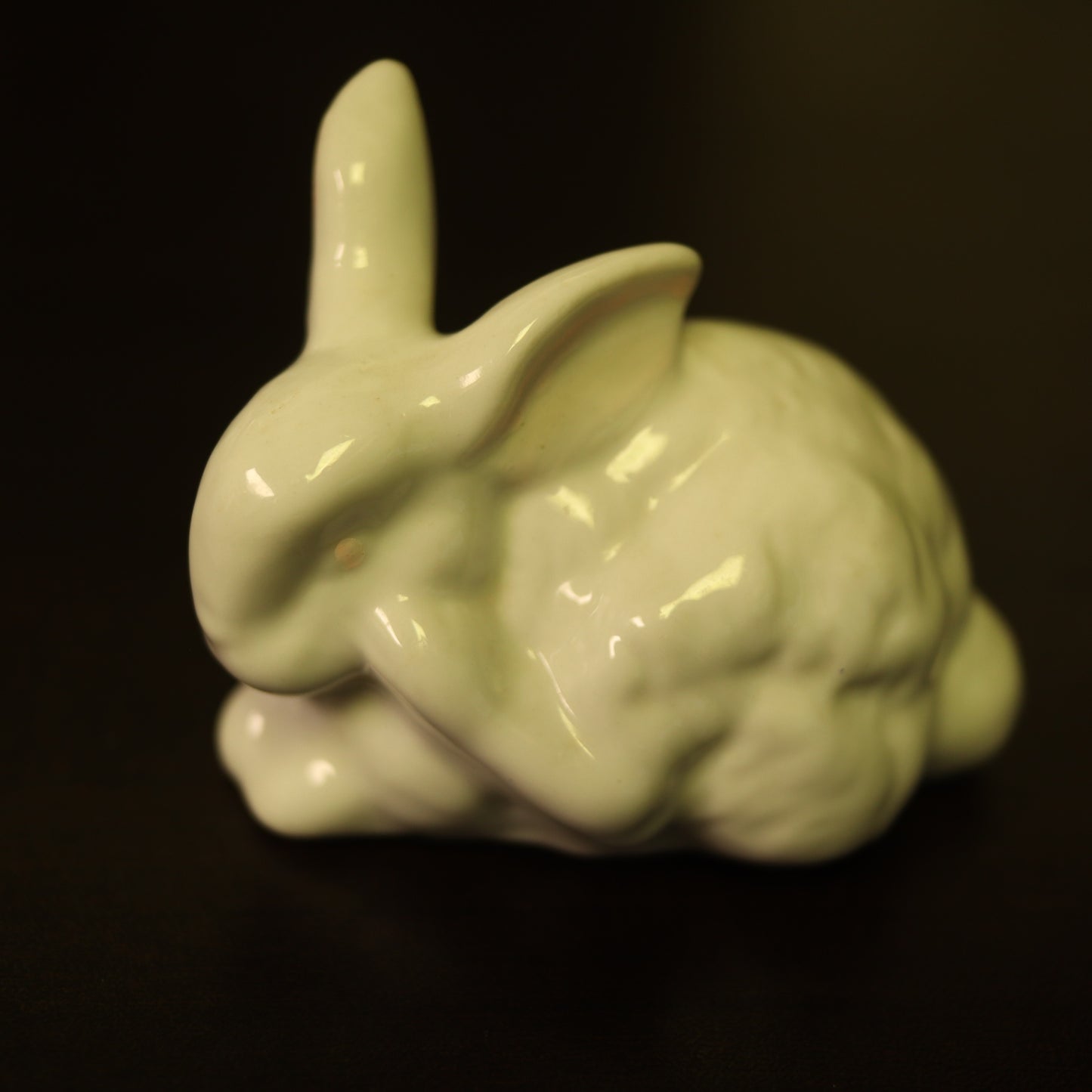 Vintage White Ceramic Glazed Bunny Rabbit Figurine Small Easter Decor Statue