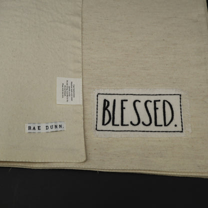 Rae Dunn BLESSED Canvas Placemats Set of 4 Natural Linen Color Farmhouse Decor