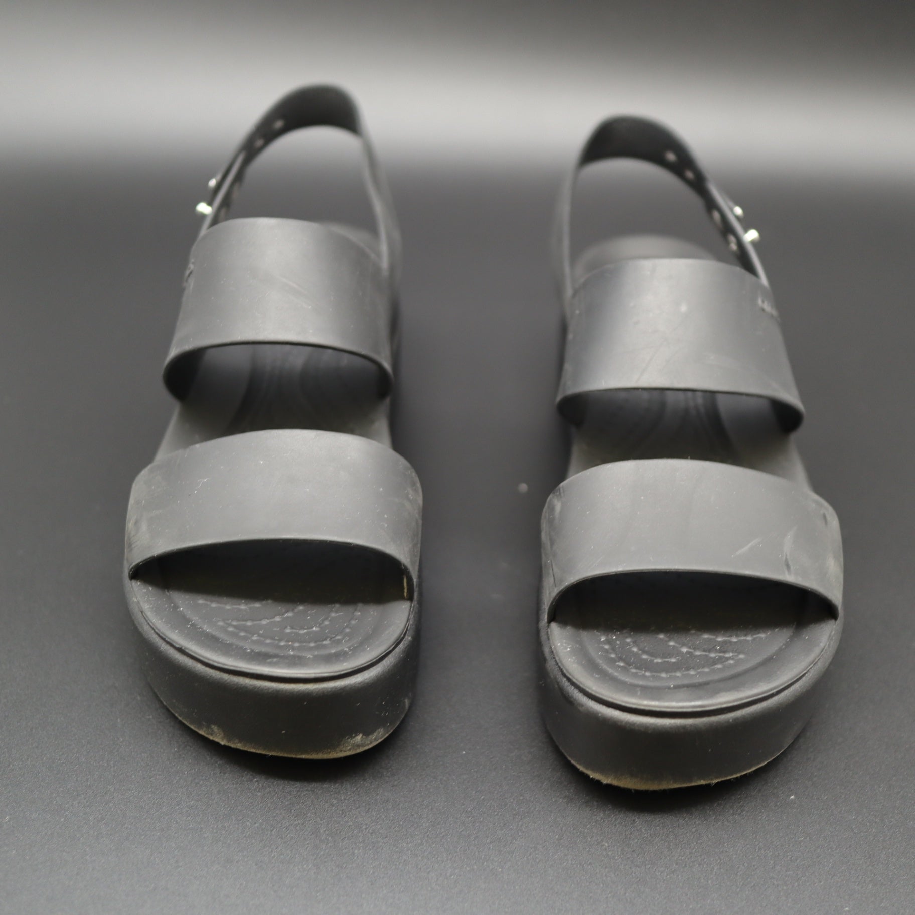 Crocs Brooklyn Low Wedge Sandals Black Platform Slingback Womens Size 6 W6