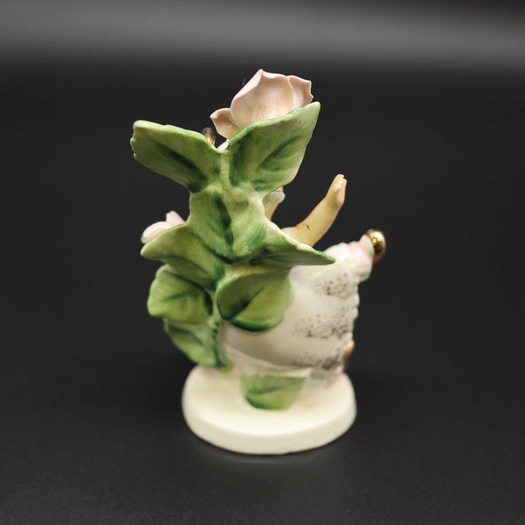 Vintage Josef Originals February Angel Figurine Gold Accent Flower Ceramic Japan