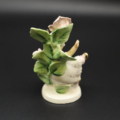 Vintage Josef Originals February Angel Figurine Gold Accent Flower Ceramic Japan