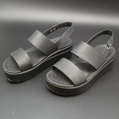 Crocs Brooklyn Low Wedge Sandals Black Platform Slingback Womens Size 6 W6
