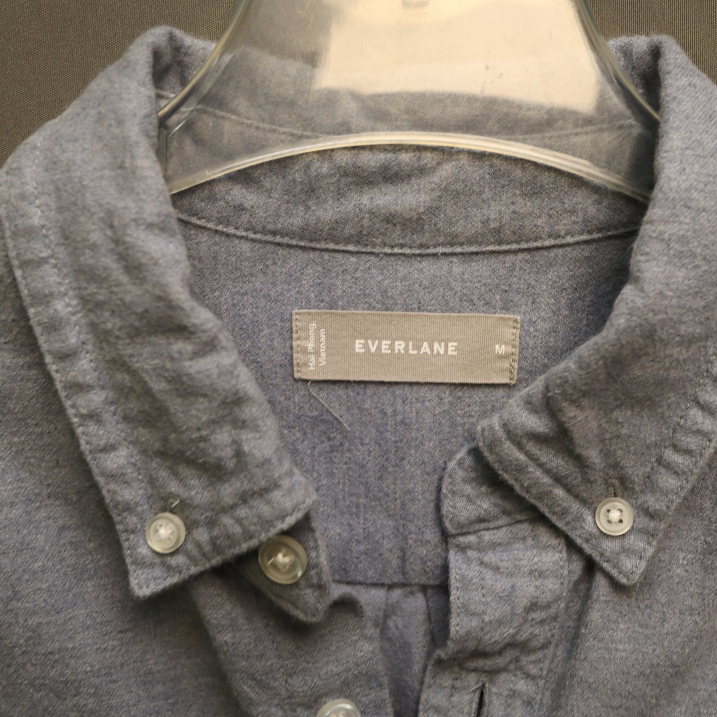 Everlane Heavyweight Flannel Shirt Mens Medium Blue Button Down Dual Pocket Work
