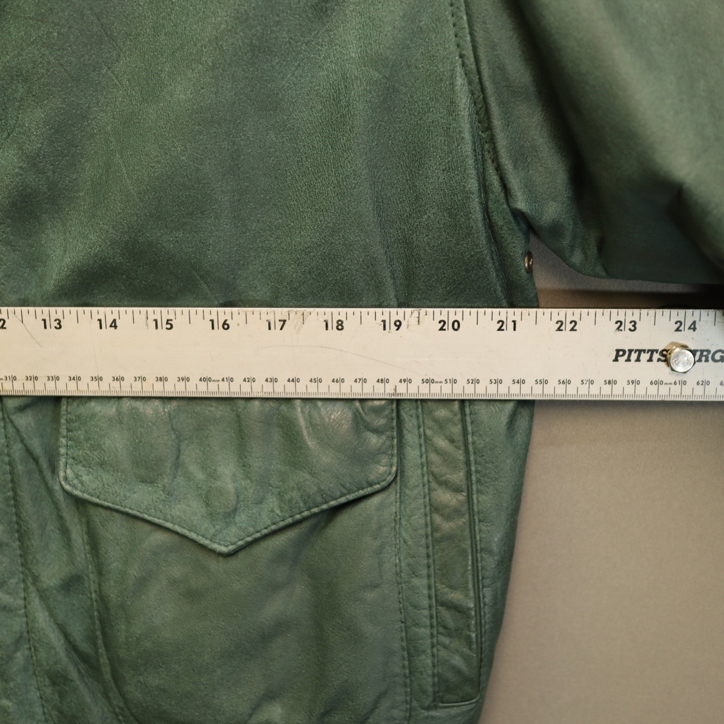 Vintage General Clothing Co Green Leather Flight Bomber Jacket Map Lining Medium