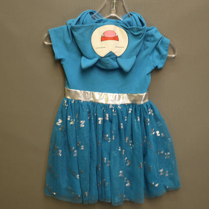 Pokemon Snorlax Hooded Costume Dress Girls Small 6/7 Blue Tulle Silver Zzz Print