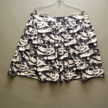 Disney Nightmare Before Christmas Skirt XL Black White Spiral Hill Pleated Mini