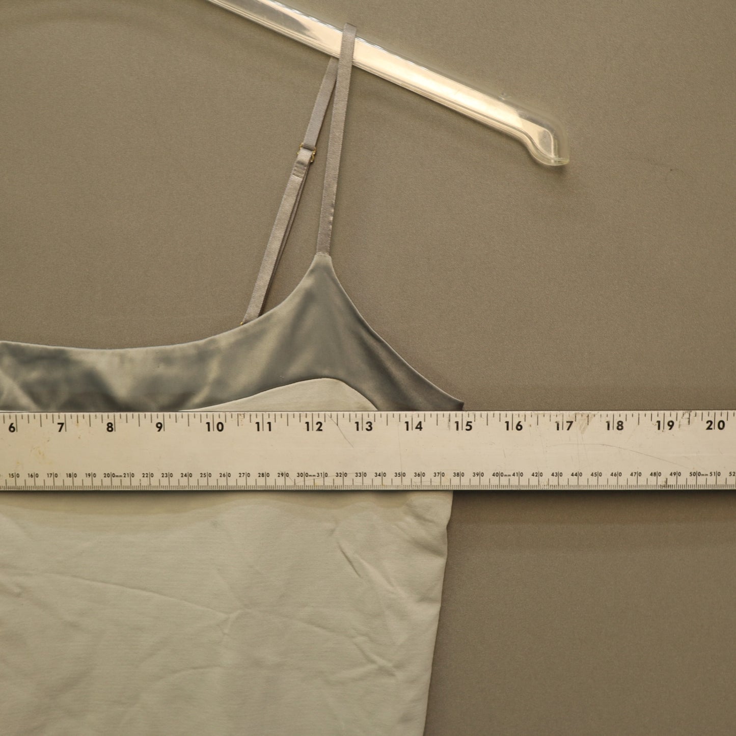 Banana Republic Satin Trim Camisole Top Large Light Sage Green Gray Stretch