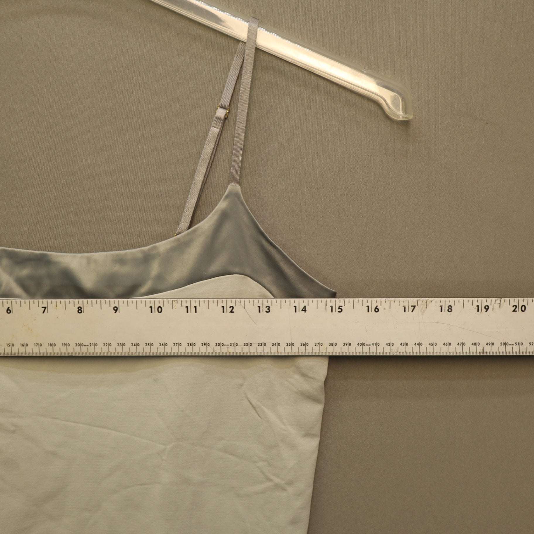 Banana Republic Satin Trim Camisole Top Large Light Sage Green Gray Stretch