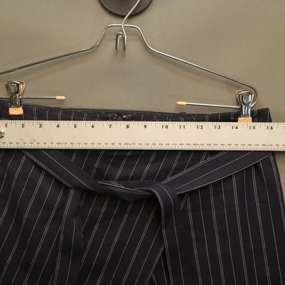 Banana Republic Pinstripe Tie Waist Skirt Size 6 Navy Blue Wrap Front Mini