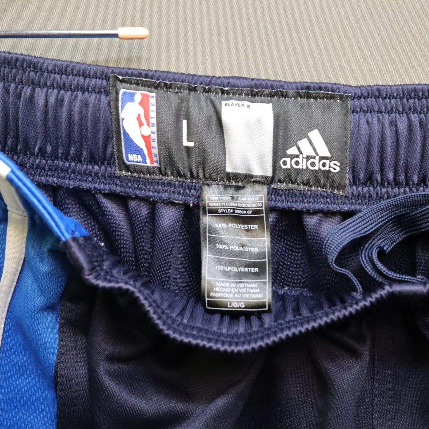 Adidas Dallas Mavericks Tearaway Track Pants Large Navy Blue Warm Up Snap NBA