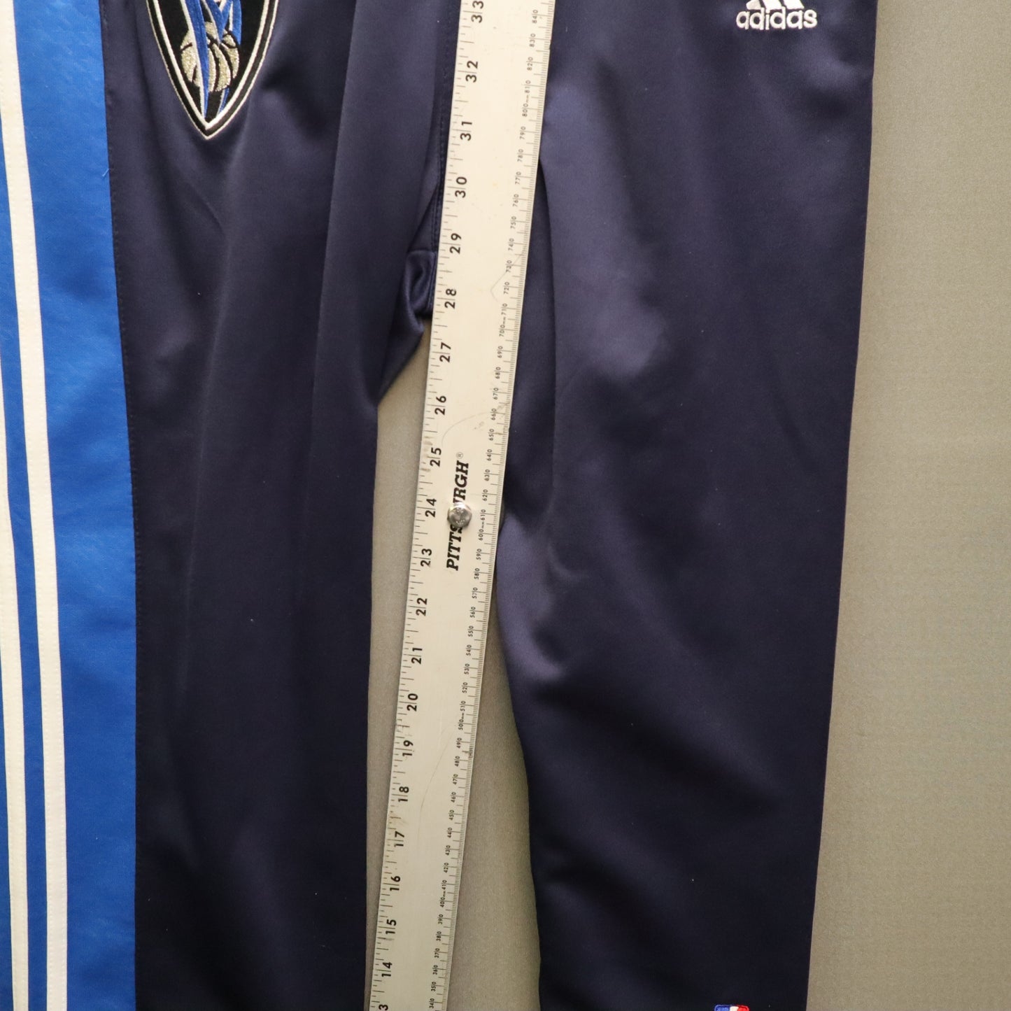 Adidas Dallas Mavericks Tearaway Track Pants Large Navy Blue Warm Up Snap NBA