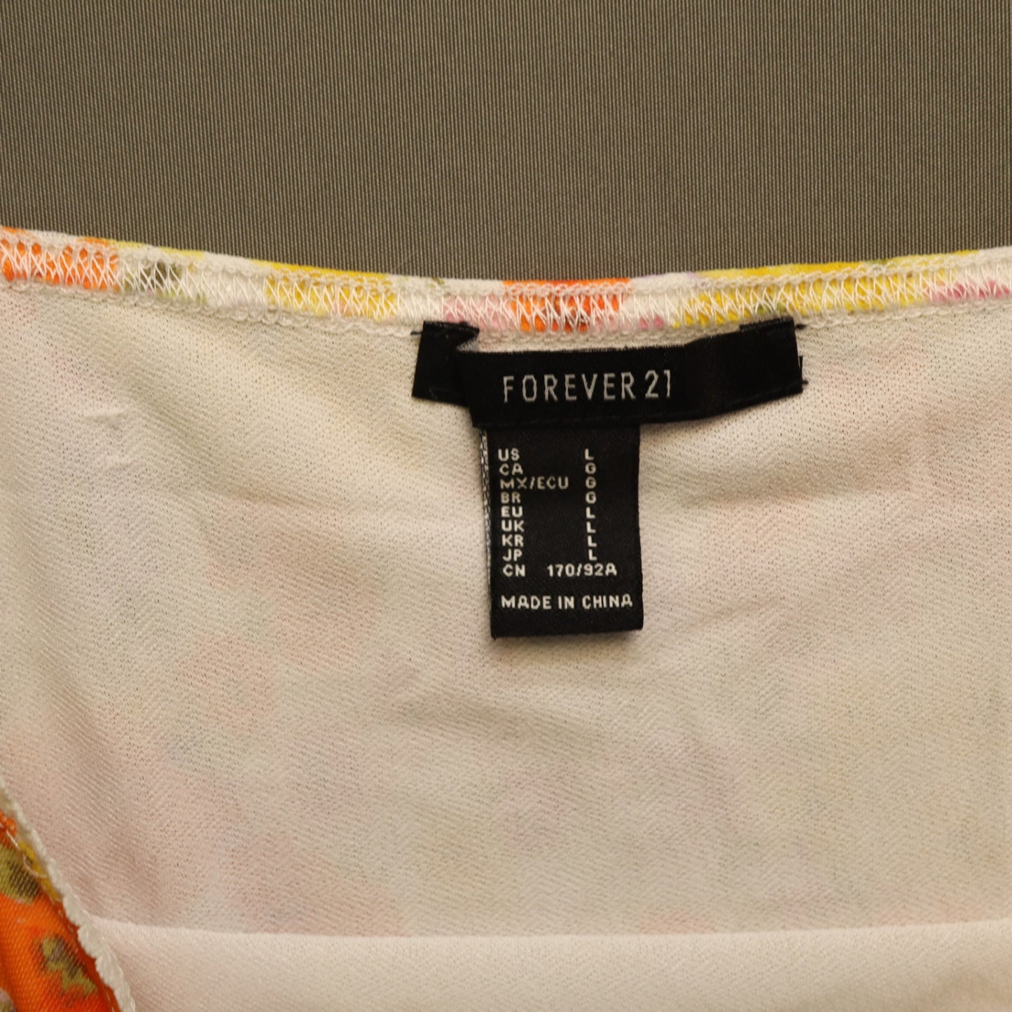 Forever 21 Floral Cami Crop Top Large Orange Yellow Floral Lace Trim Cami