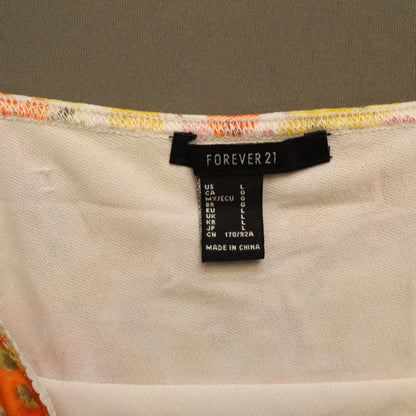 Forever 21 Floral Cami Crop Top Large Orange Yellow Floral Lace Trim Cami
