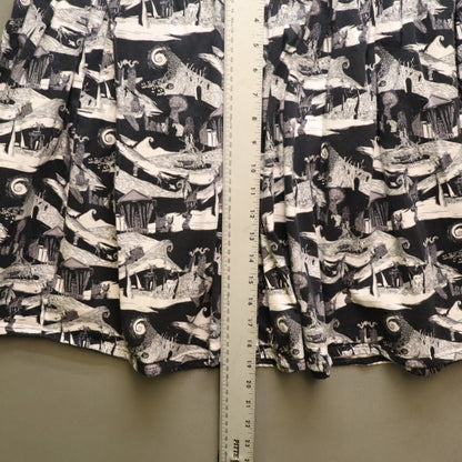 Disney Nightmare Before Christmas Skirt XL Black White Spiral Hill Pleated Mini