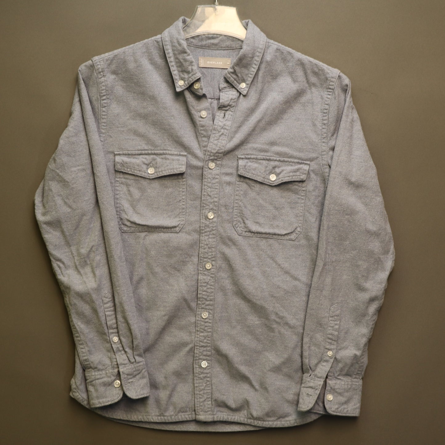 Everlane Heavyweight Flannel Shirt Mens Medium Blue Button Down Dual Pocket Work