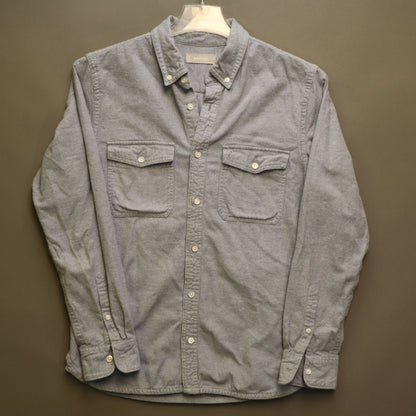 Everlane Heavyweight Flannel Shirt Mens Medium Blue Button Down Dual Pocket Work