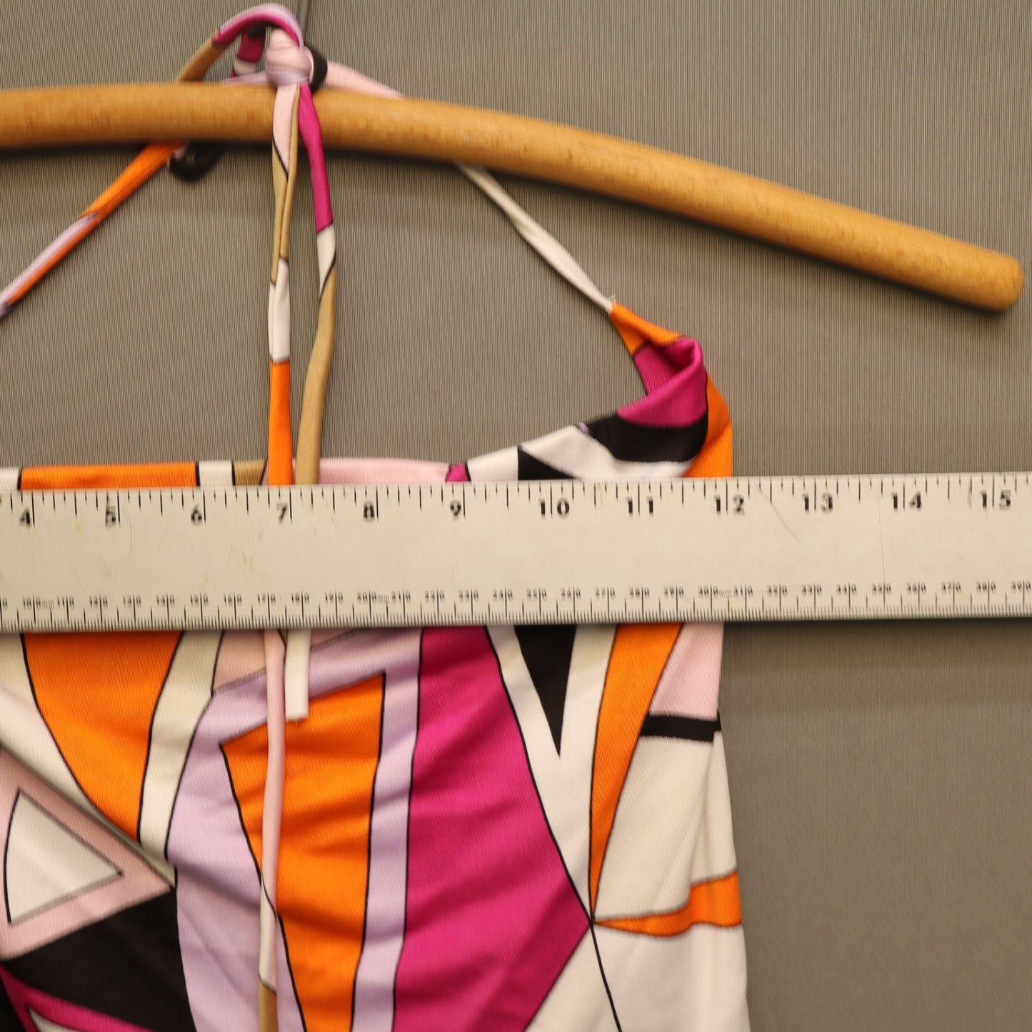 Wearever Halter Crop Top Large Abstract Geometric Pink Orange Y2K Bandana Hem