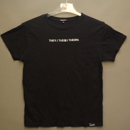Gender Fluid They/Them/Theirs Embroidered T-Shirt Small Black Pride LGBTQ+ Tee