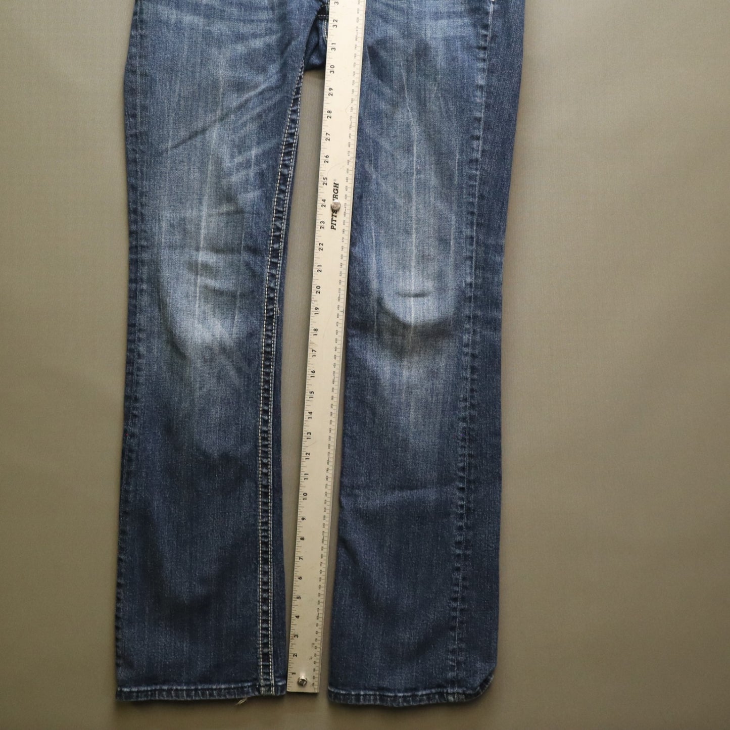 Miss Me Bradbury Bootcut Jeans Womens 30 Thick White Stitch Flap Pocket Denim