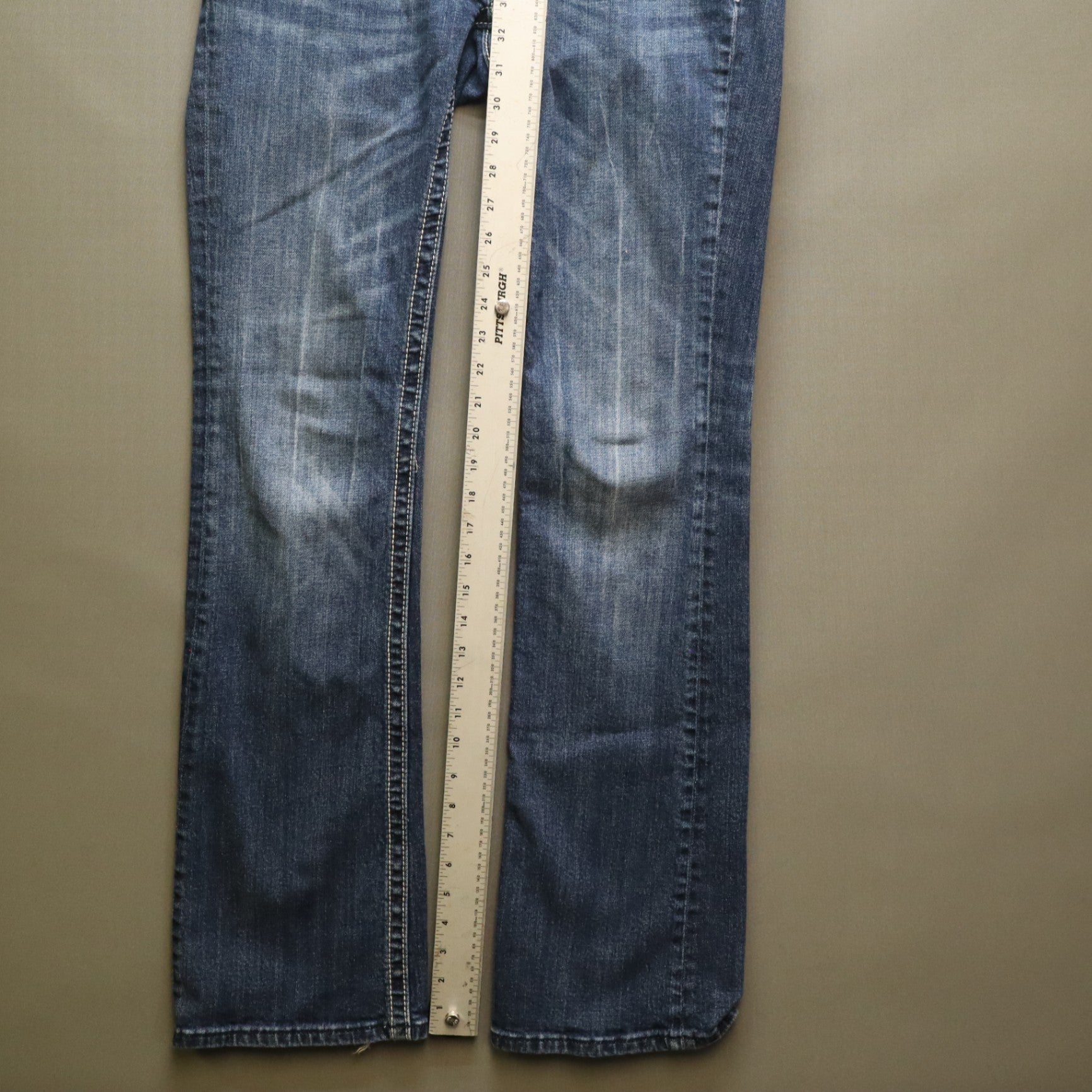 Miss Me Bradbury Bootcut Jeans Womens 30 Thick White Stitch Flap Pocket Denim