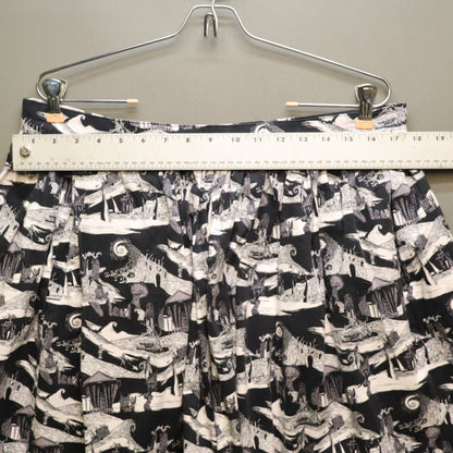 Disney Nightmare Before Christmas Skirt XL Black White Spiral Hill Pleated Mini