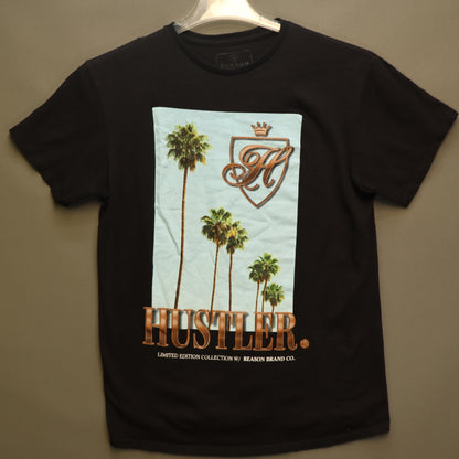 Reason x Hustler Graphic T-Shirt Mens Medium Black Palm Trees California Tee