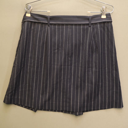 Banana Republic Pinstripe Tie Waist Skirt Size 6 Navy Blue Wrap Front Mini