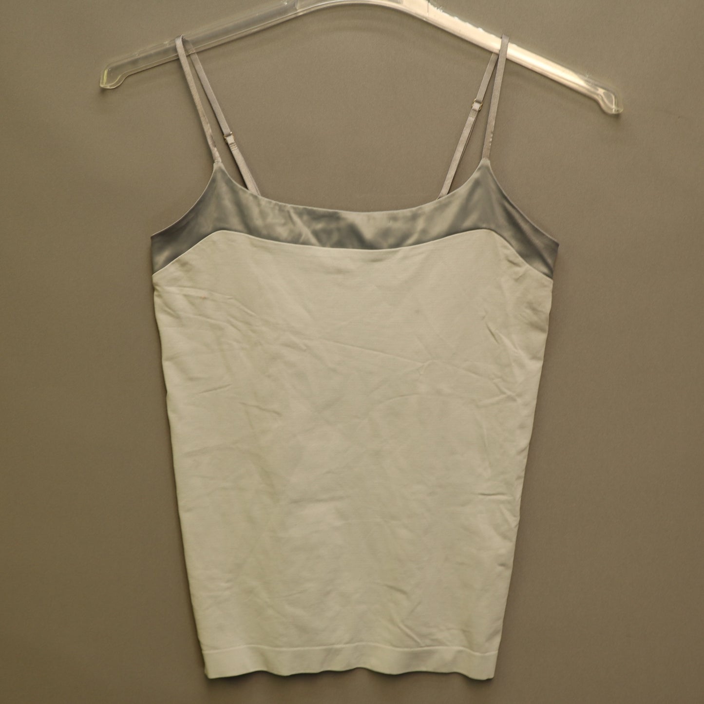 Banana Republic Satin Trim Camisole Top Large Light Sage Green Gray Stretch