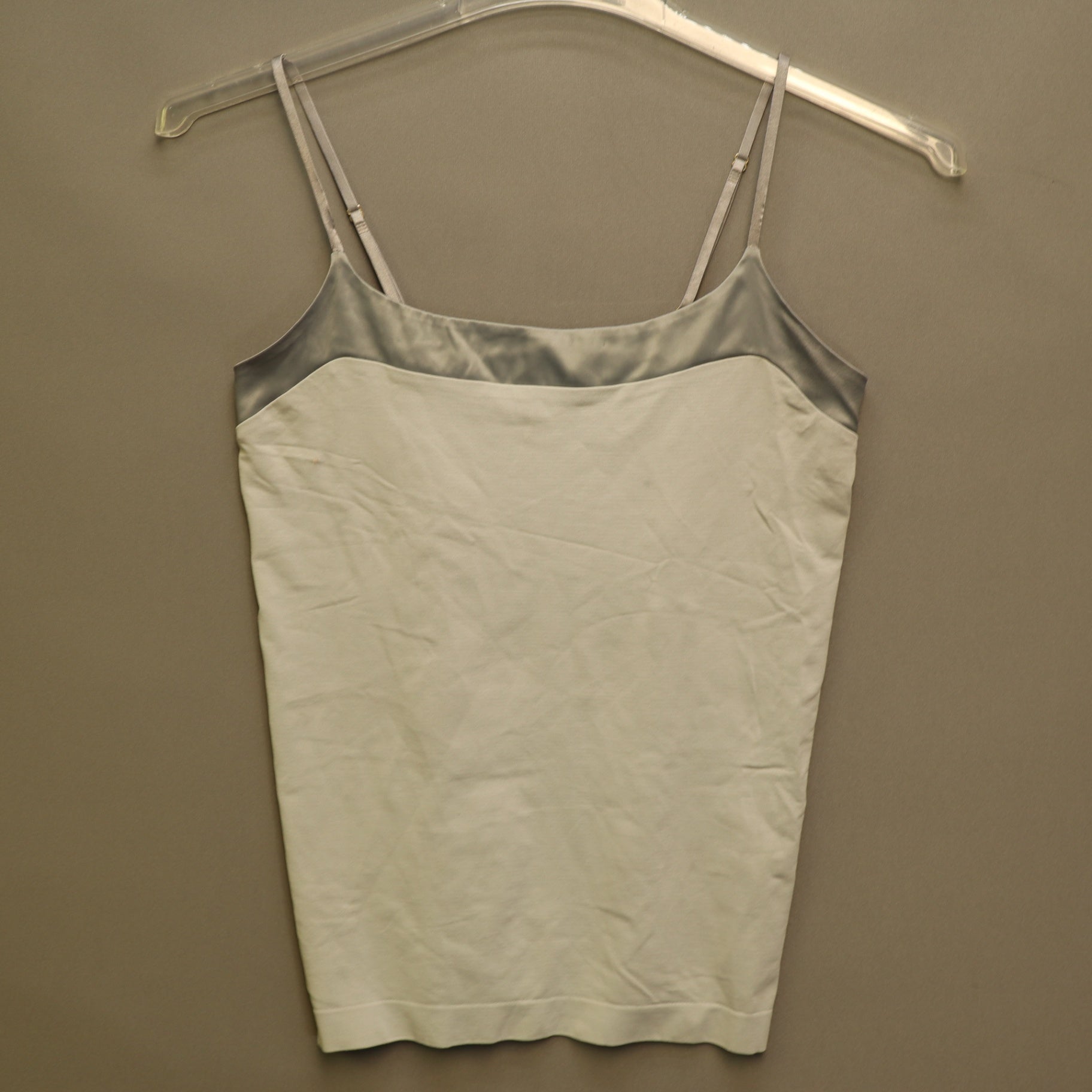 Banana Republic Satin Trim Camisole Top Large Light Sage Green Gray Stretch